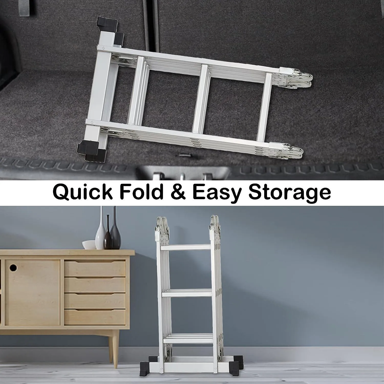 11.5ft Aluminum Multi Purpose Ladder Lightweight Folding Step Ladder