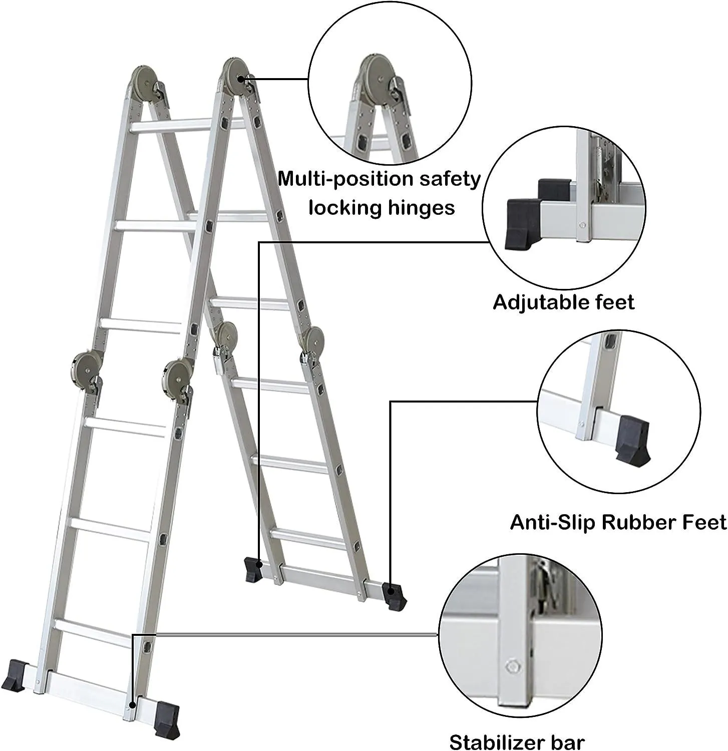 11.5ft Aluminum Multi Purpose Ladder Lightweight Folding Step Ladder