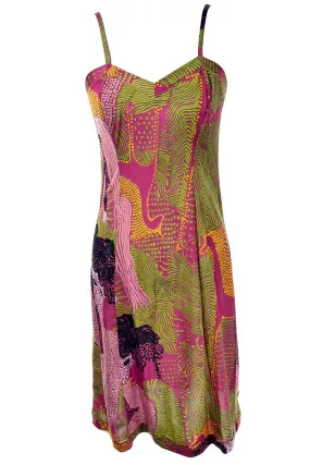 1960s Lord and Taylor Abstract Multi Colored Vintage Slip Negligee Small