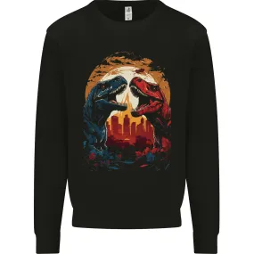 2 Dinosaurs With a Moon Backdrop T-Rex Lizard Mens Sweatshirt Jumper