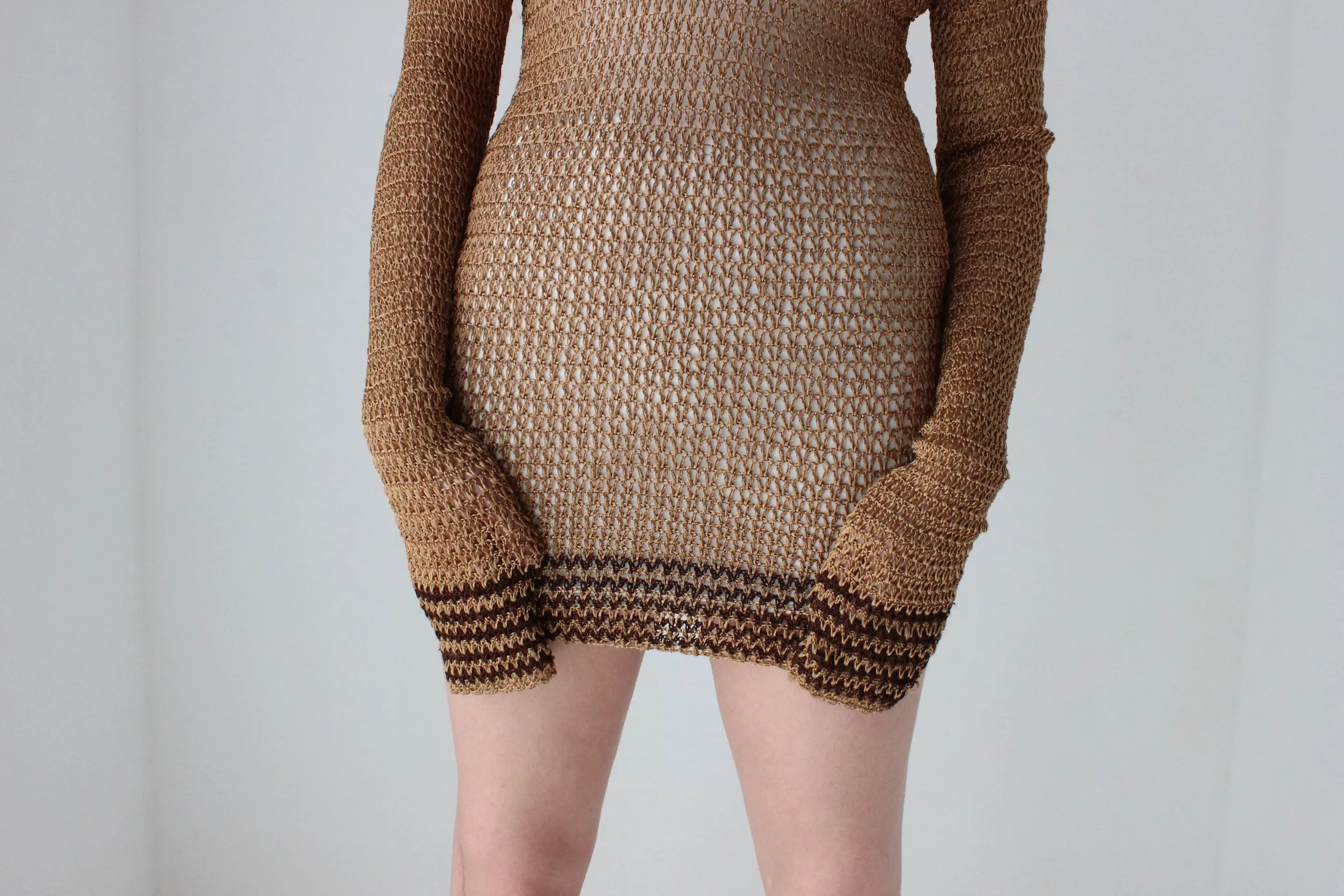 70s Open Knit Crochet Macrame Top or Mini