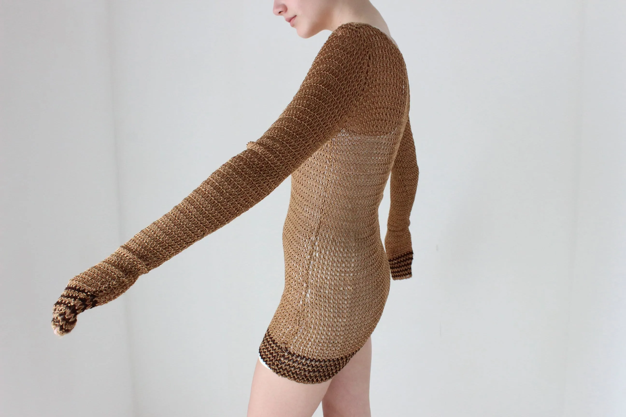 70s Open Knit Crochet Macrame Top or Mini