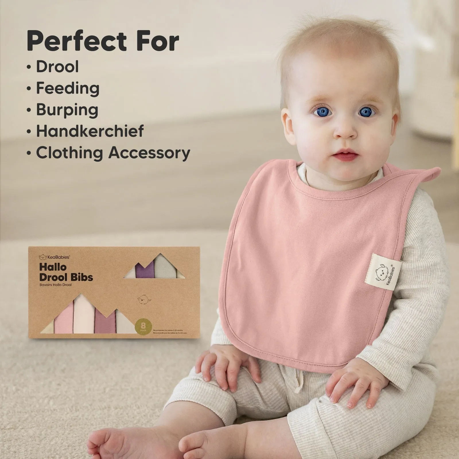 8-Pack Hallo Drool Bibs (Fleur)