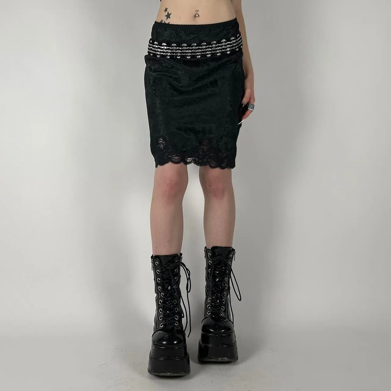 80s Jacquard Slip Skirt (M)