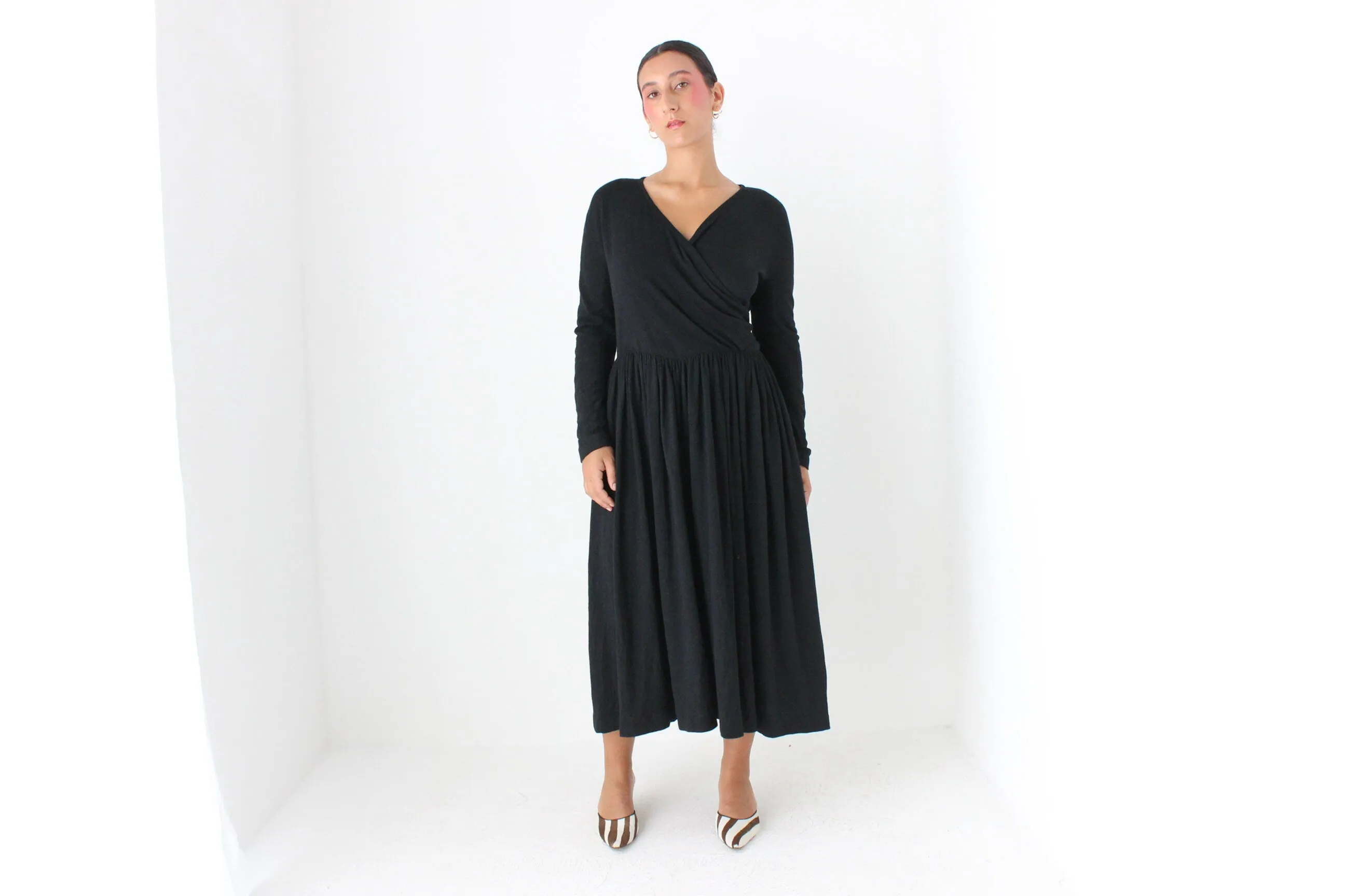 80s Sonia Rykiel Wool & Angora Knit Wrap Dress
