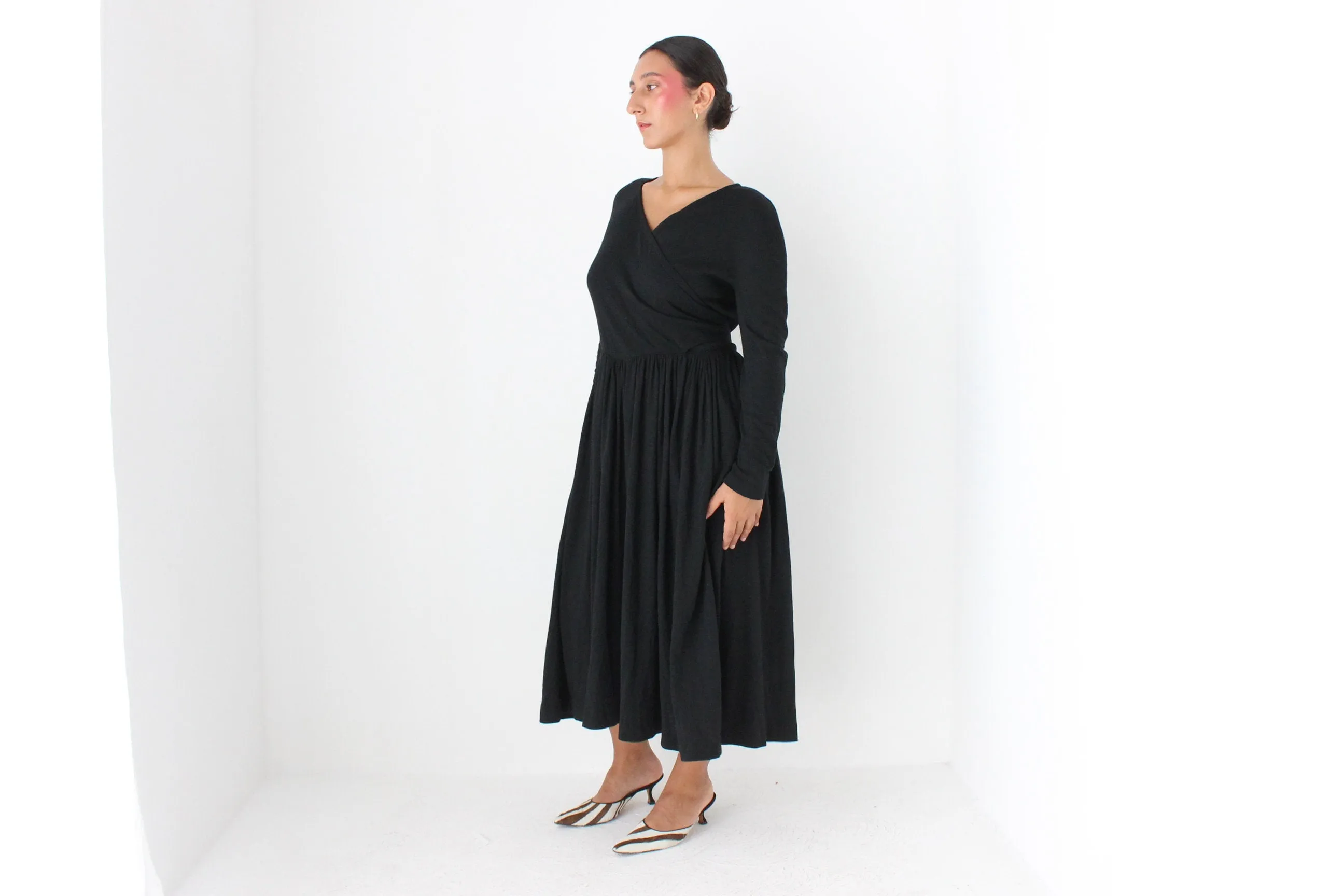 80s Sonia Rykiel Wool & Angora Knit Wrap Dress
