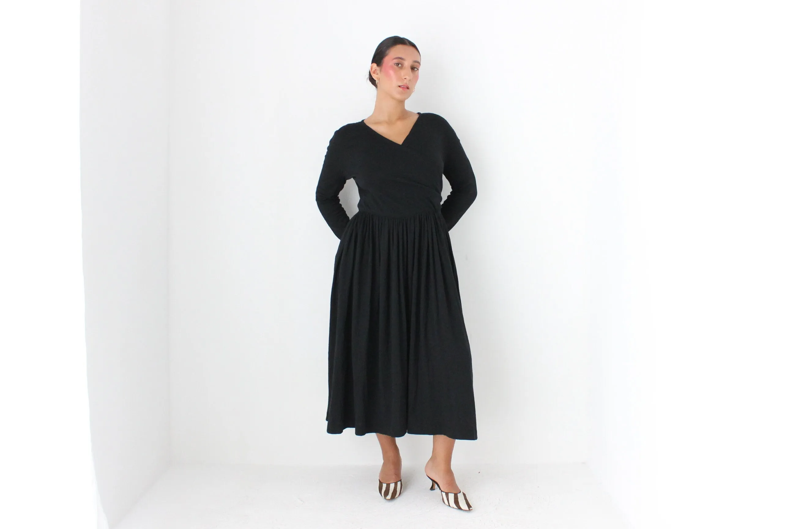 80s Sonia Rykiel Wool & Angora Knit Wrap Dress