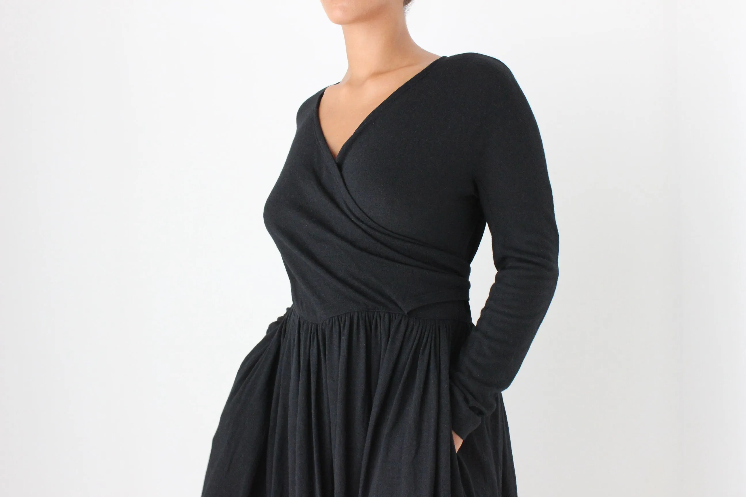 80s Sonia Rykiel Wool & Angora Knit Wrap Dress