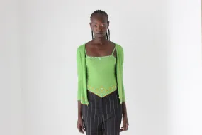 90s Embroidered Knit Tank & Cardigan Two Piece Set