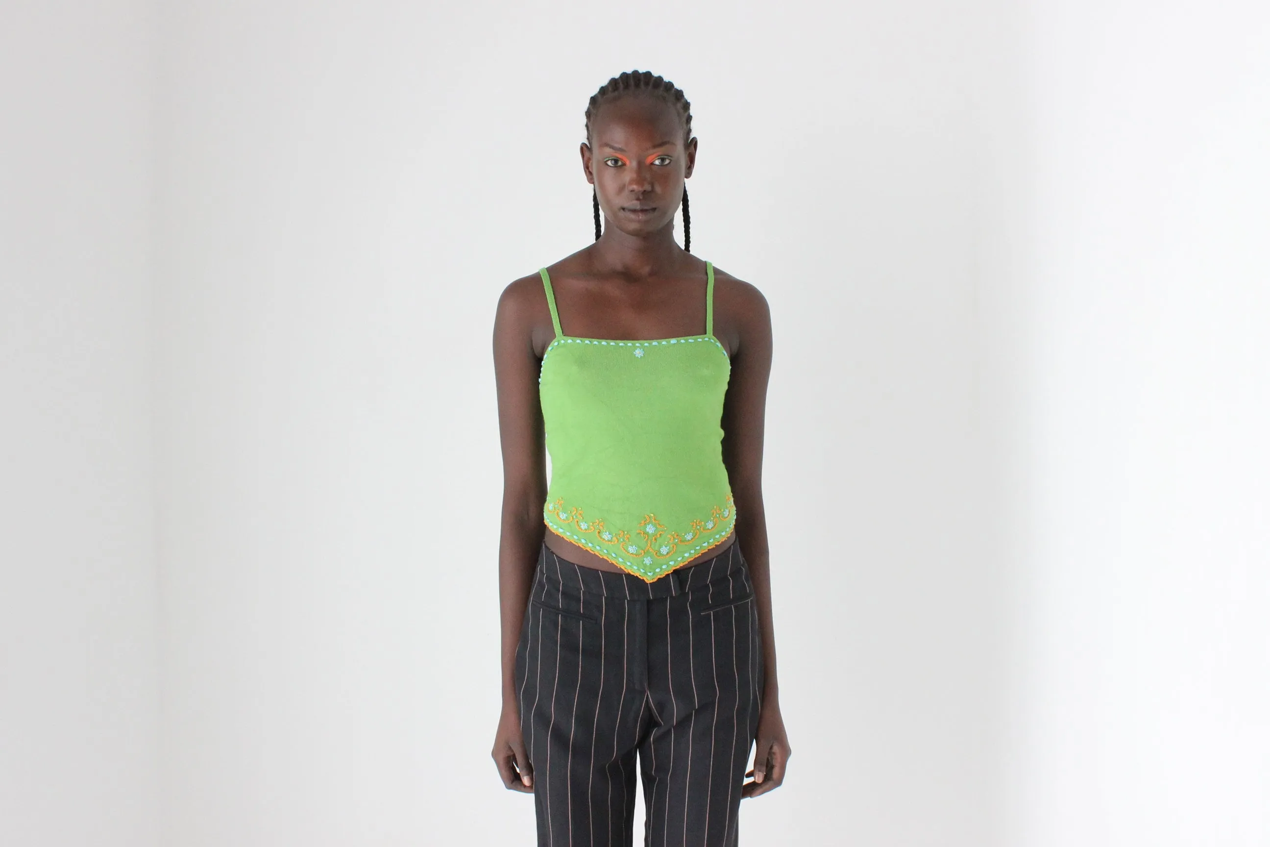 90s Embroidered Knit Tank & Cardigan Two Piece Set