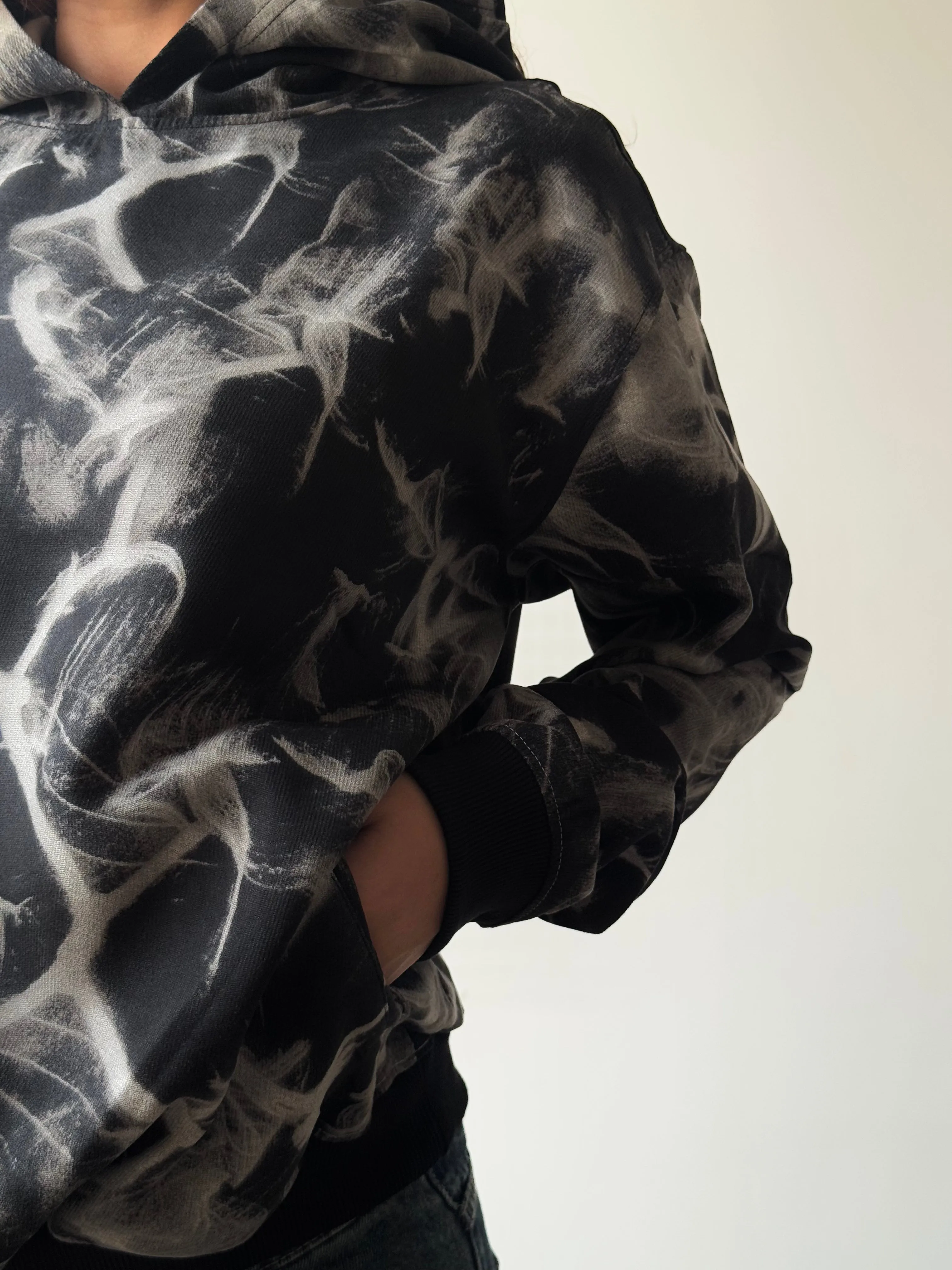 Abstract Smoke Print Oversize Hoodie