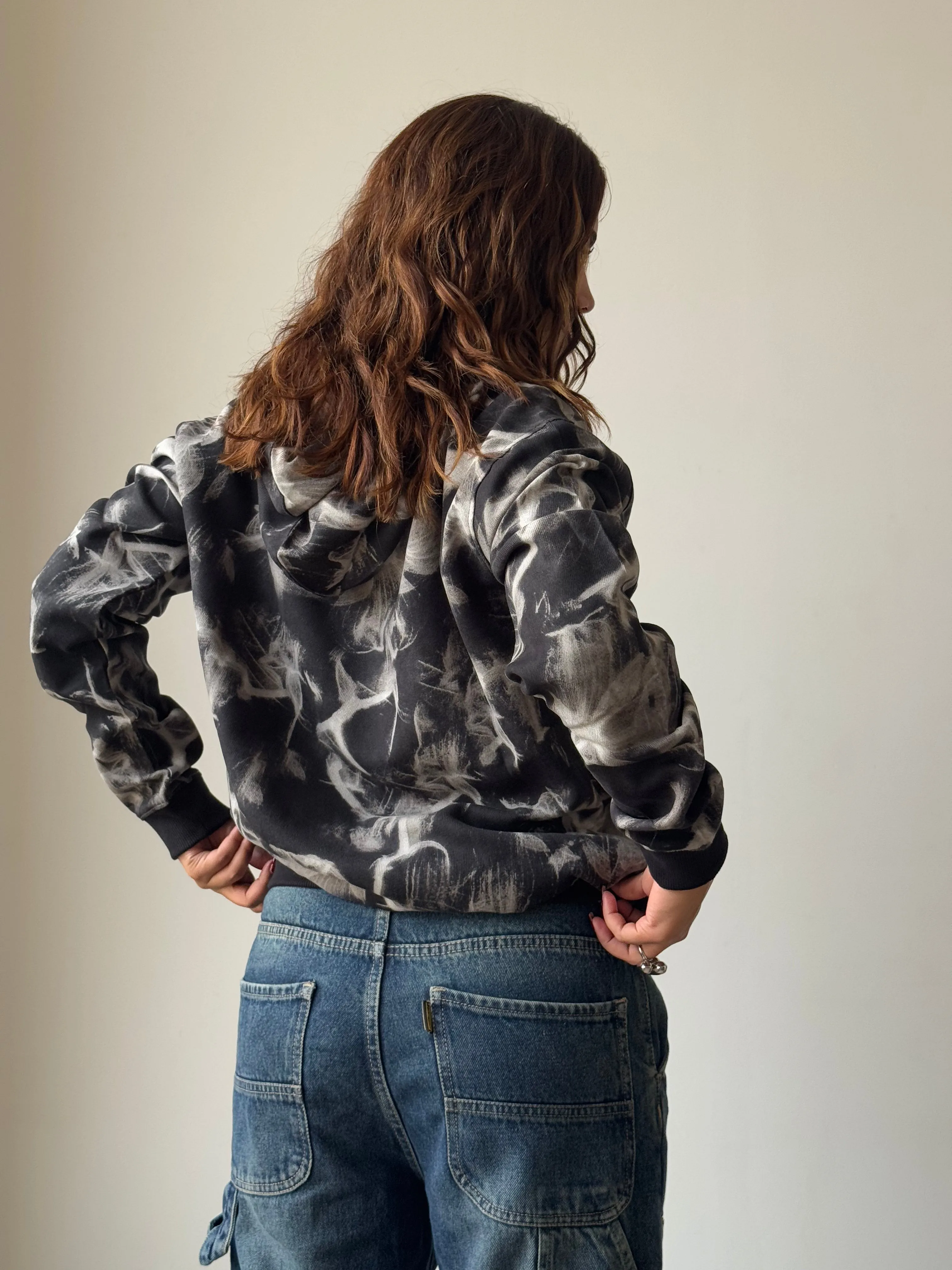 Abstract Smoke Print Oversize Hoodie