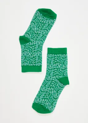 AFENDS Unisex Spiral - Crew Socks - Forest