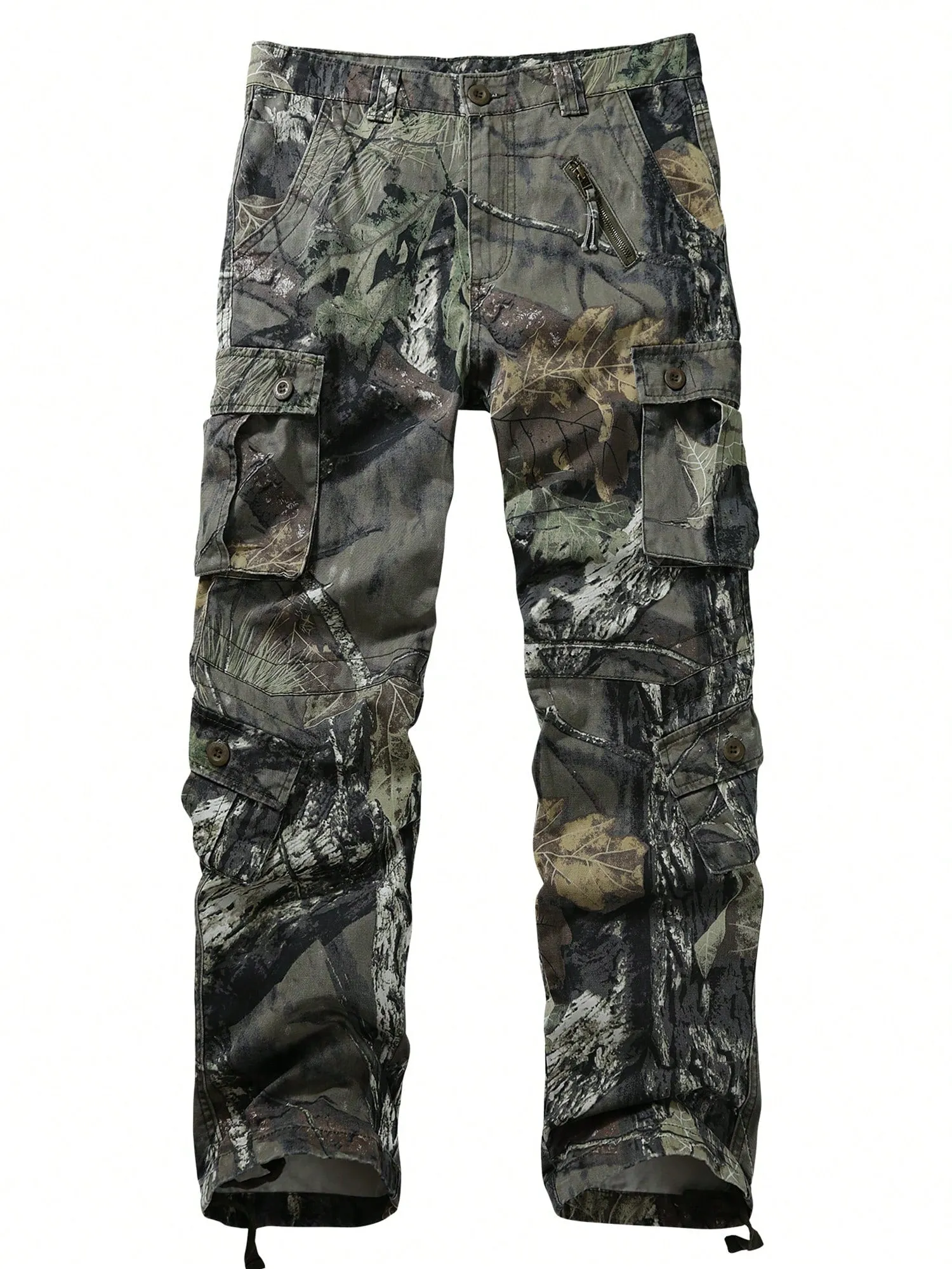 AKARMY AKARMY Cargo Camo Pants Leaf Print Jungle Style For Men - Durable Cotton Fabric, Multi-Pockets, Perfect For Hiking, Camo, And Work (No Belt)