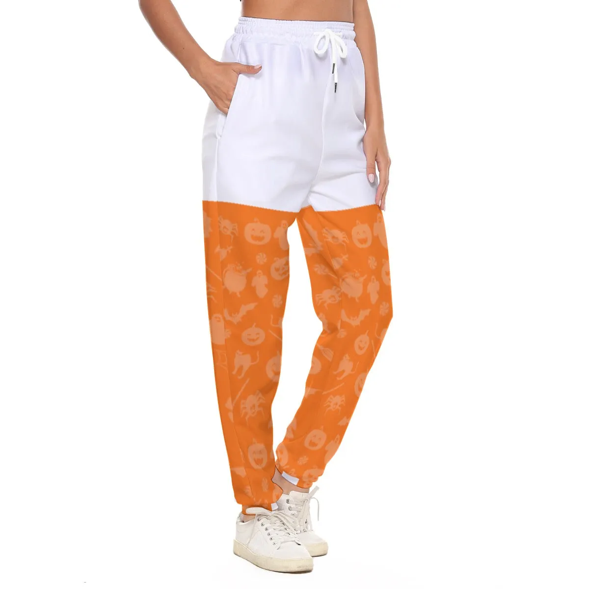 All-Over Print Women's Casual Pants 246 orange pumpkins, print