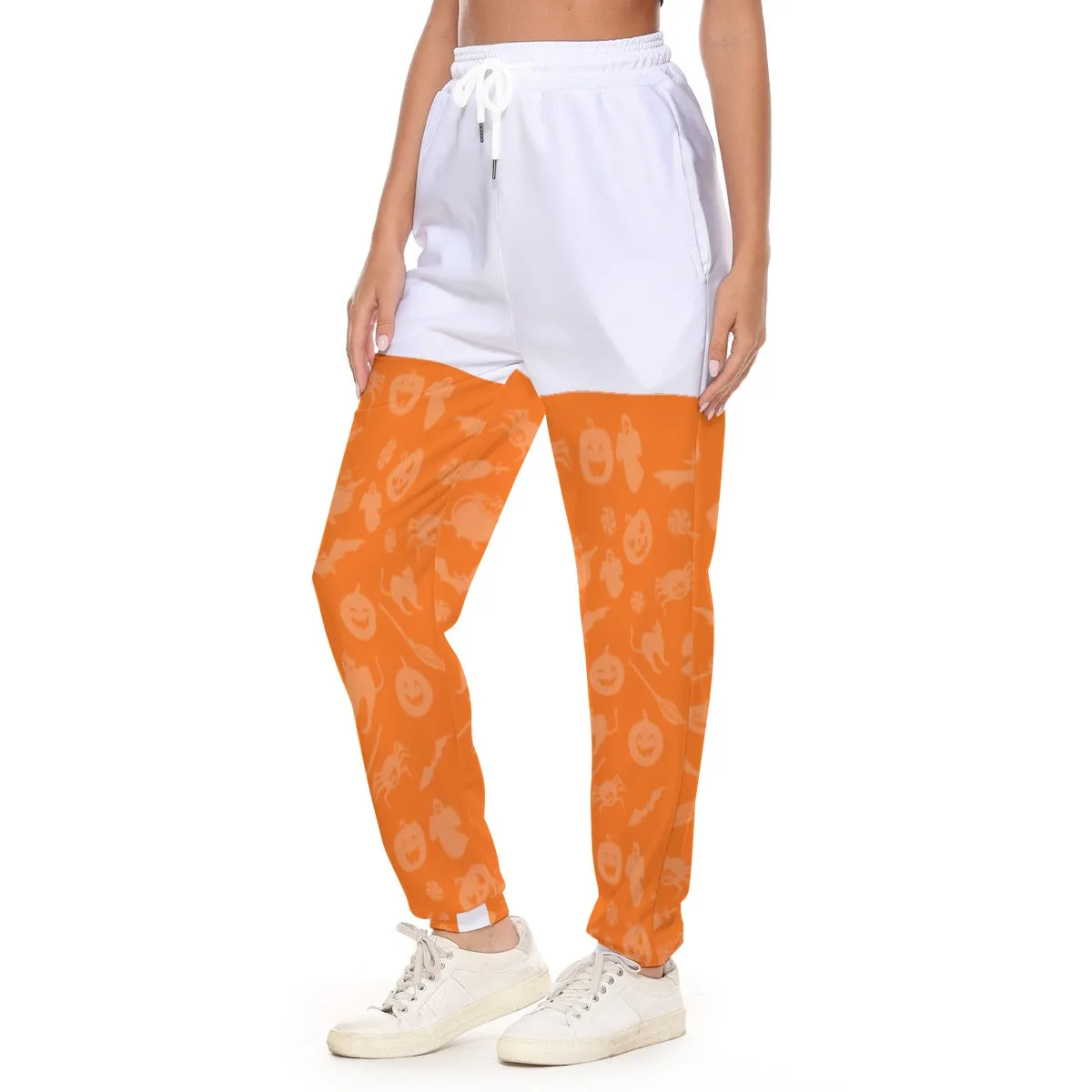 All-Over Print Women's Casual Pants 246 orange pumpkins, print