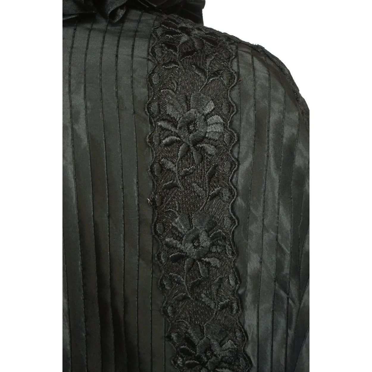 Antique Victorian Mourning Cape Black Silk Hip Cloak with Lace Ribbon Decoration