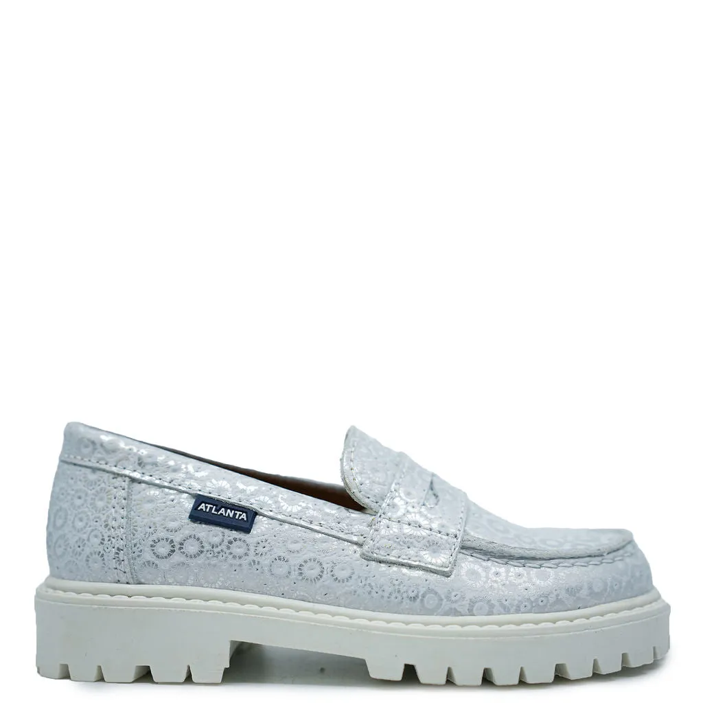Atlanta Mocassin Silver Sunflower Chunky Penny Loafer