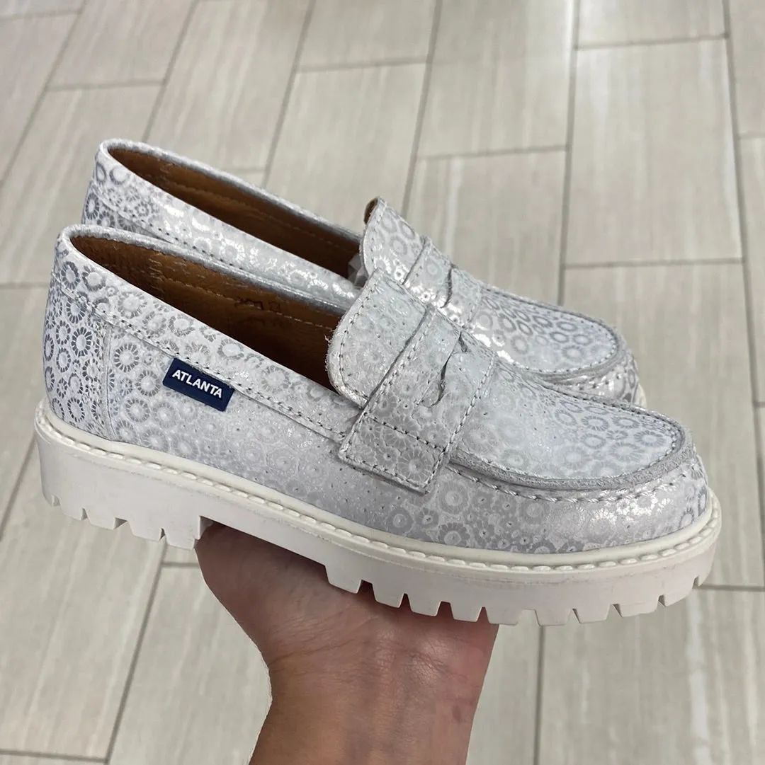 Atlanta Mocassin Silver Sunflower Chunky Penny Loafer