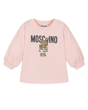 Baby Girls Pink Teddy Logo Sweatshirt Dress