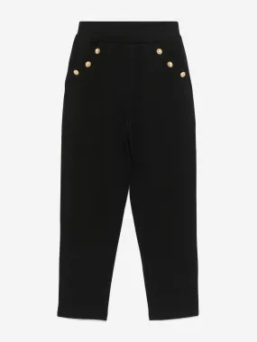 Balmain Girls Logo Button Joggers in Black