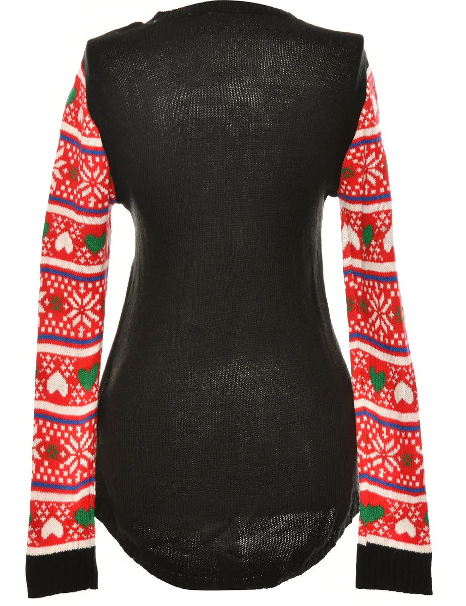 Black Cat Christmas Jumper - L