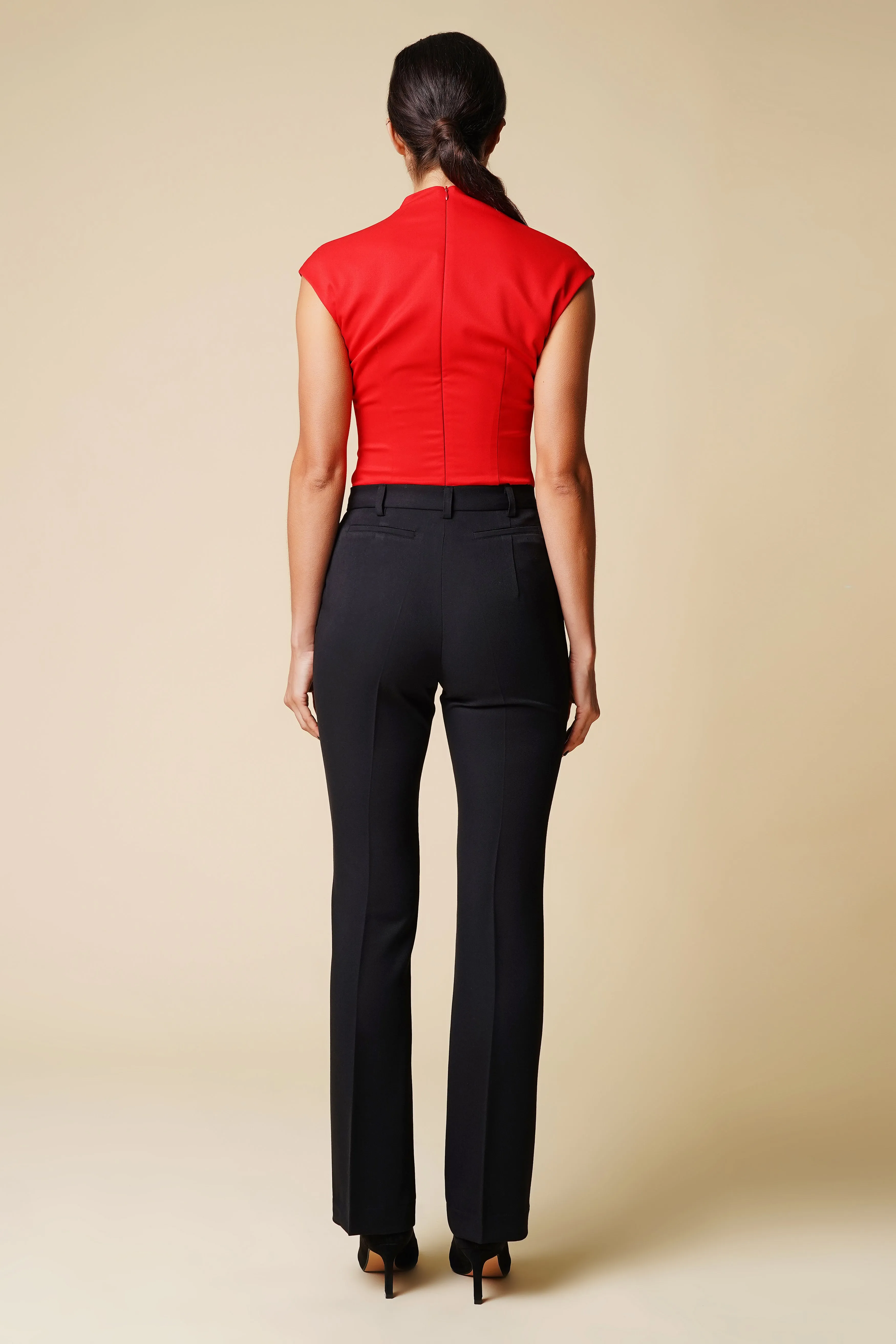 Black high waist straight leg trousers