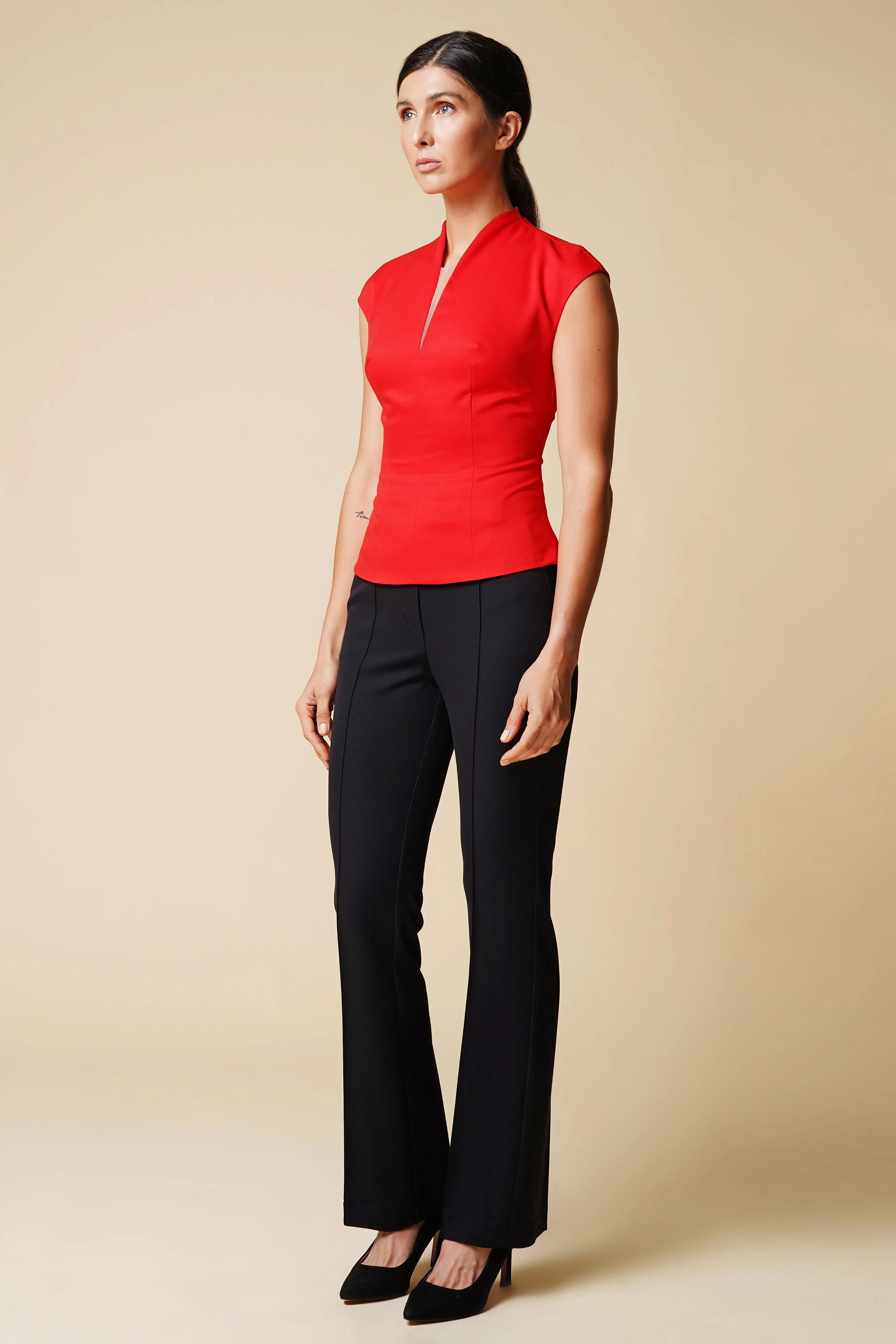 Black high waist straight leg trousers