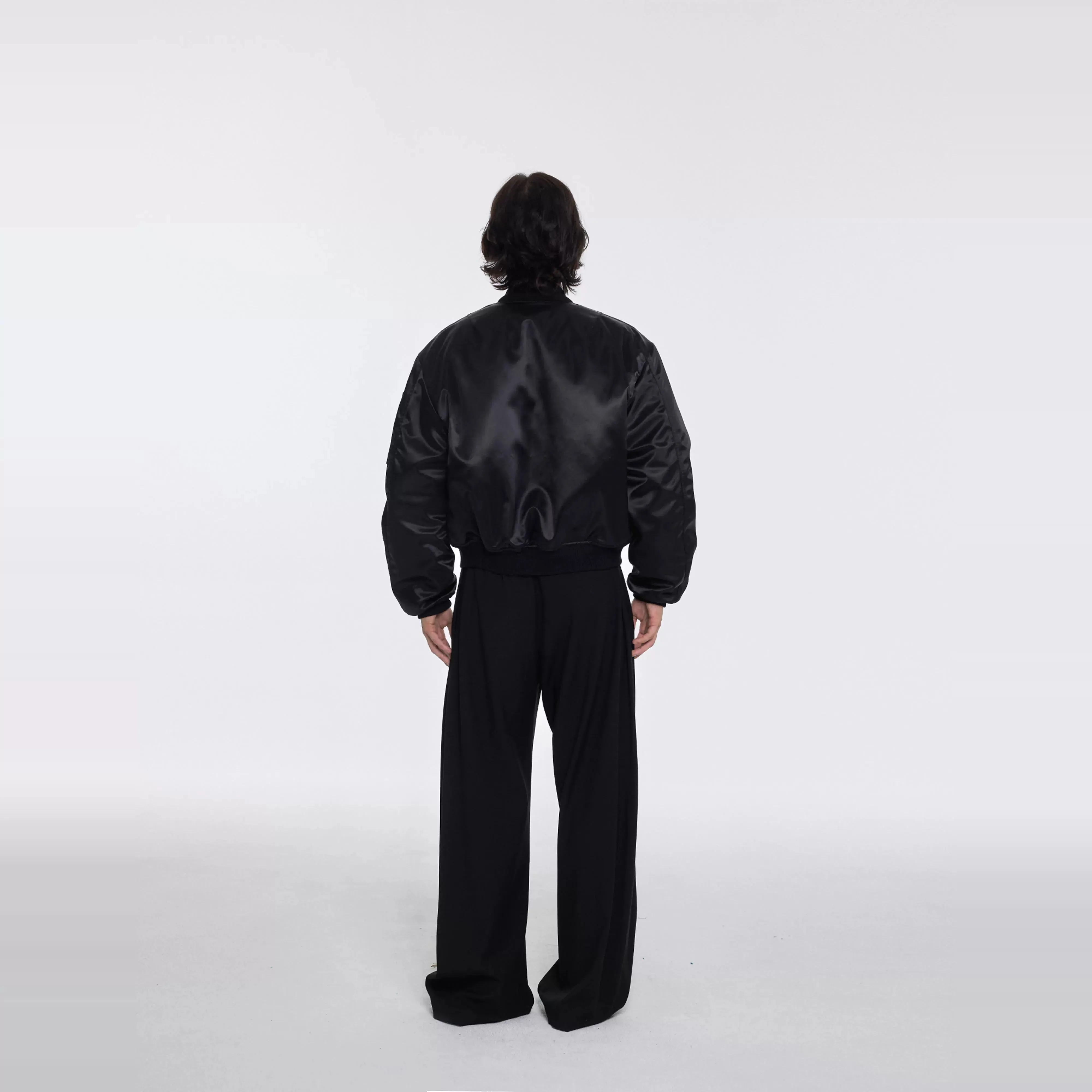 Black Satin Bomber Jacket
