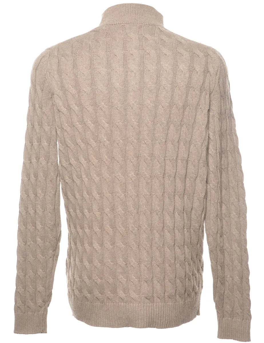 Brown Cable Knit Jumper - M