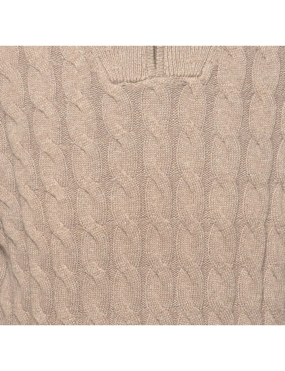 Brown Cable Knit Jumper - M