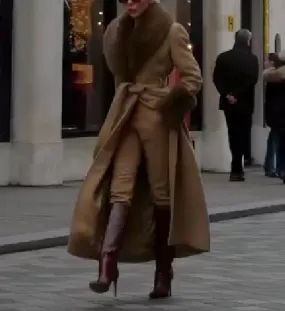 Brown Fur Collar Coat