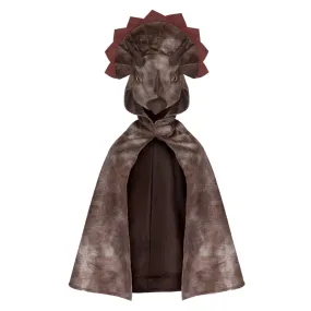 Brown Triceratops Hooded Cape - Size 4-5