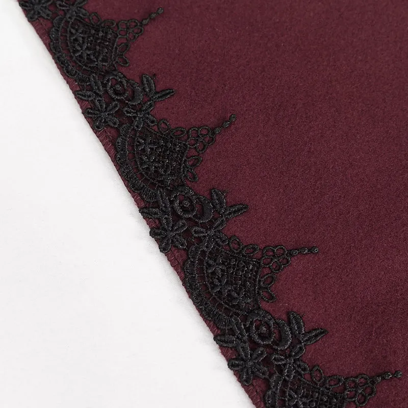 CA02802 wine double sided woolen contrast color shawl with fur