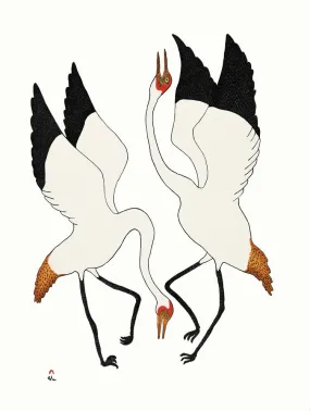 Cape Dorset 2020 Print, Dancing Cranes, Quvianaqtuk Pudlat