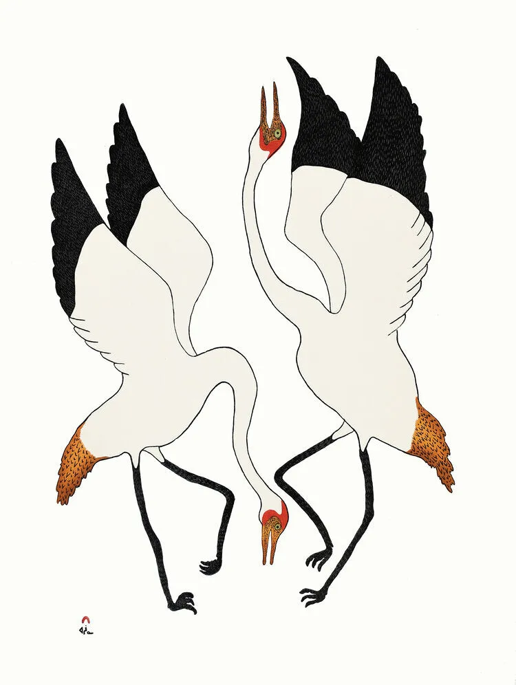 Cape Dorset 2020 Print, Dancing Cranes, Quvianaqtuk Pudlat