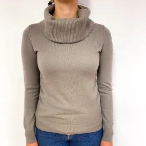 Cappuccino Brown Cashmere Cowl Neck Jumper Small