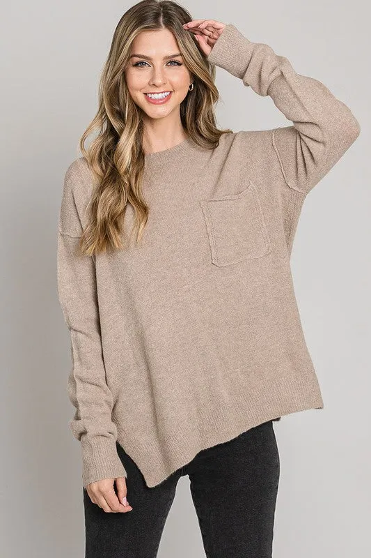 Casual Chest Pocket Sweater