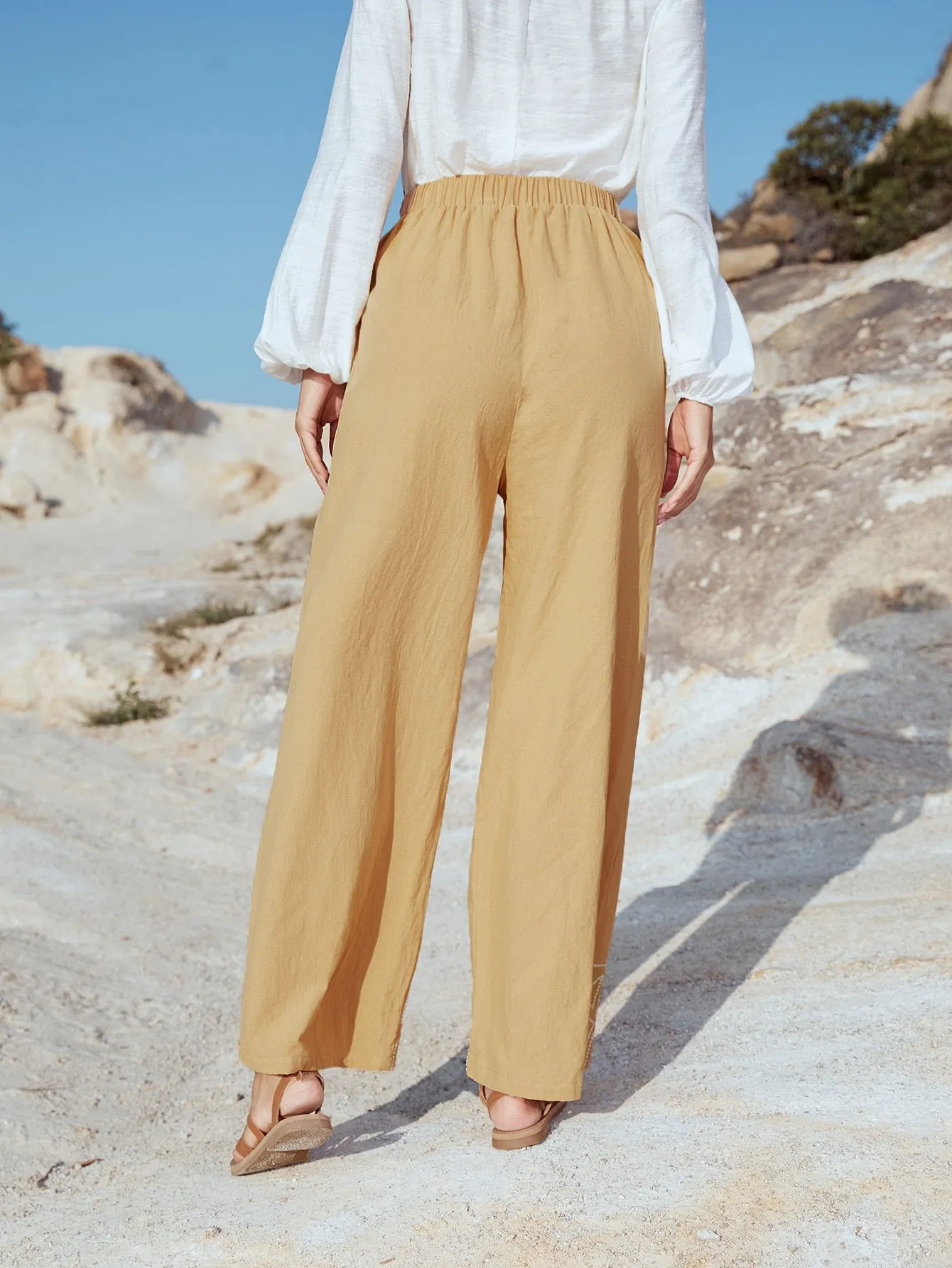 Casual Geometric High Waist Long Women Pants