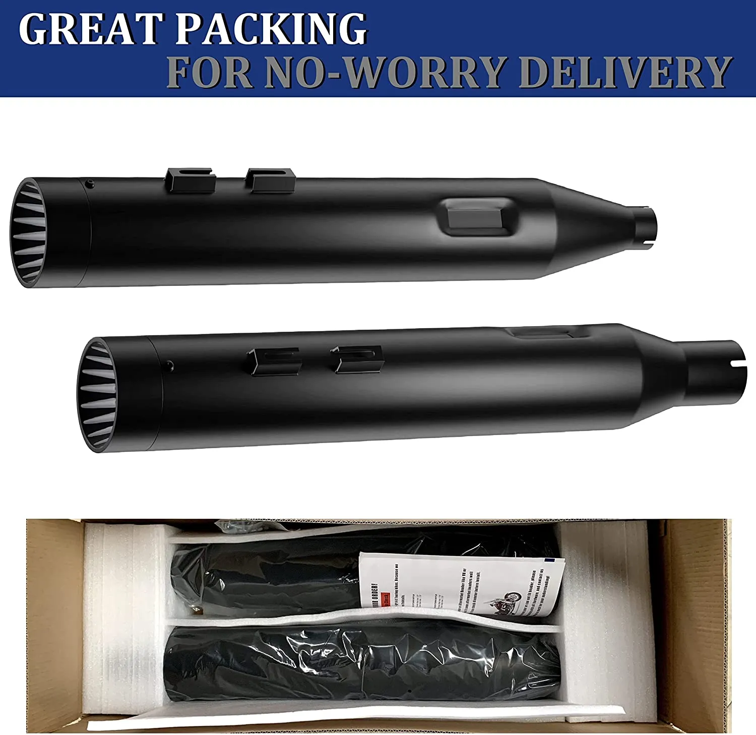 CERAMIC COATING Slip Exhaust for Harley-slip-on-mufflers Updating, 4.5 Inch for Harley 2017-up Touring Models PRO BAFFLE BACK ORDER