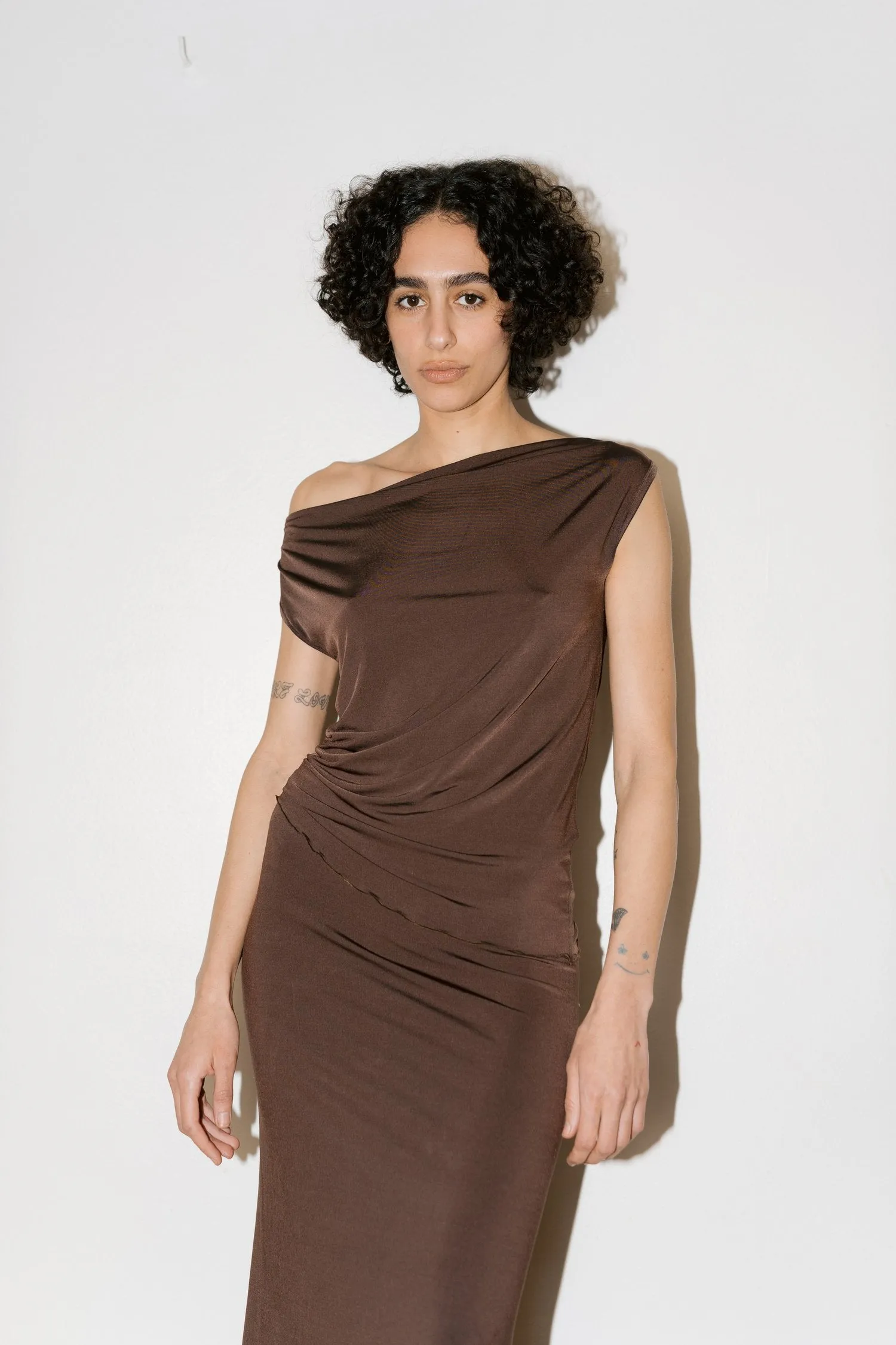 CHOCOLATE SLIP SKIRT