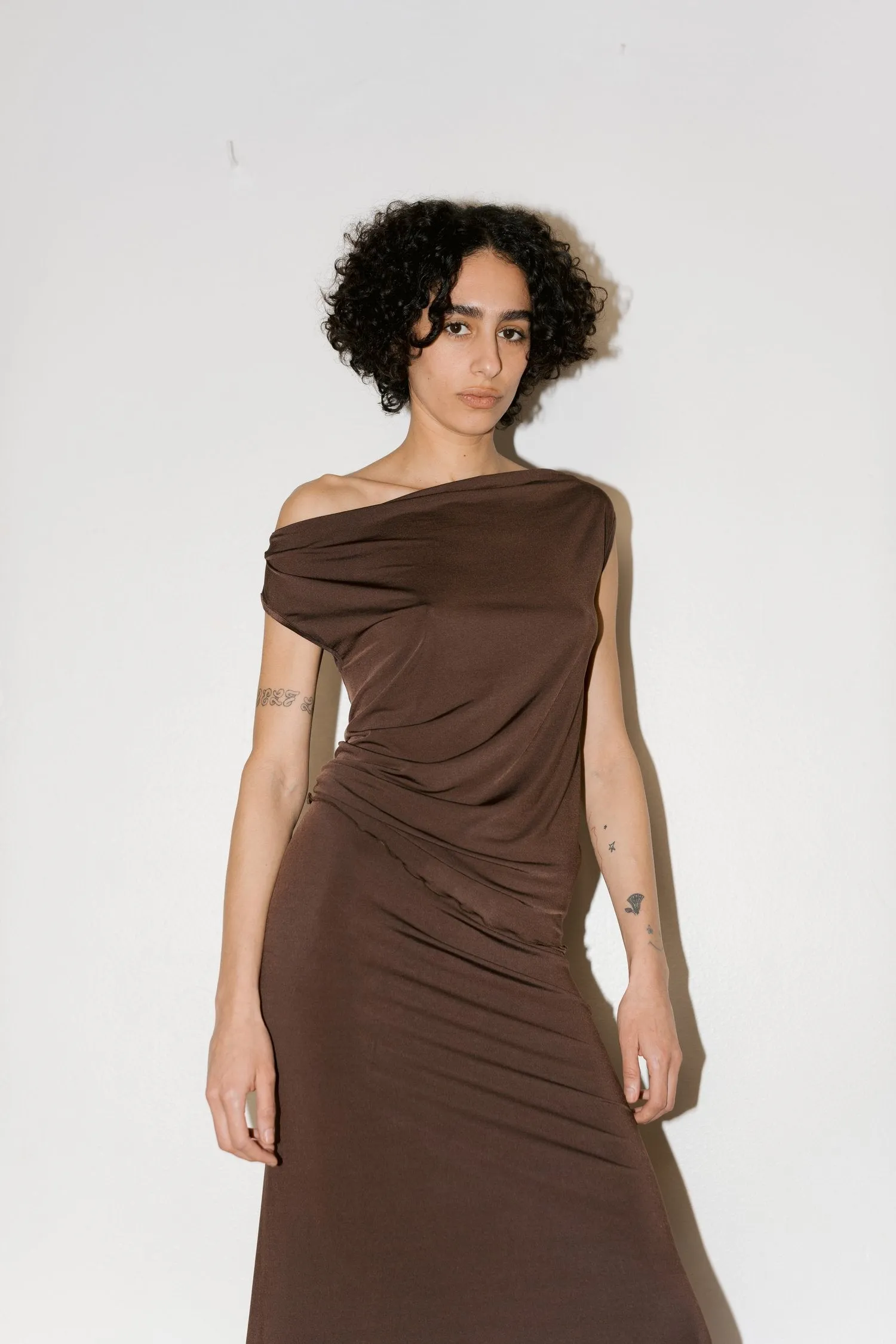 CHOCOLATE SLIP SKIRT