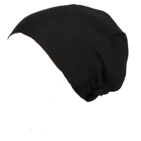 Closed Elastic Cotton Hijab Cap - Black
