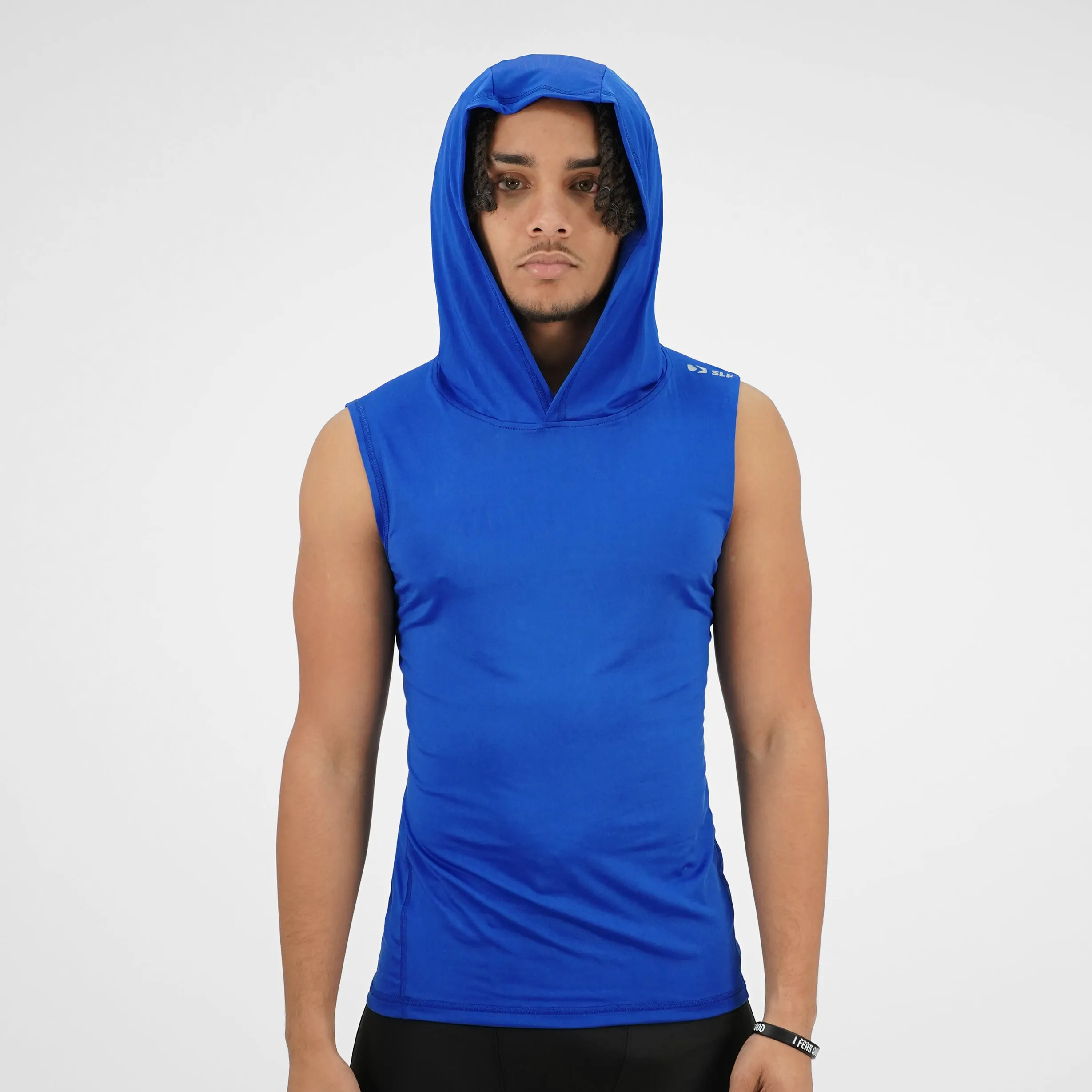 Cobalt Blue Sleeveless Compression Hoodie