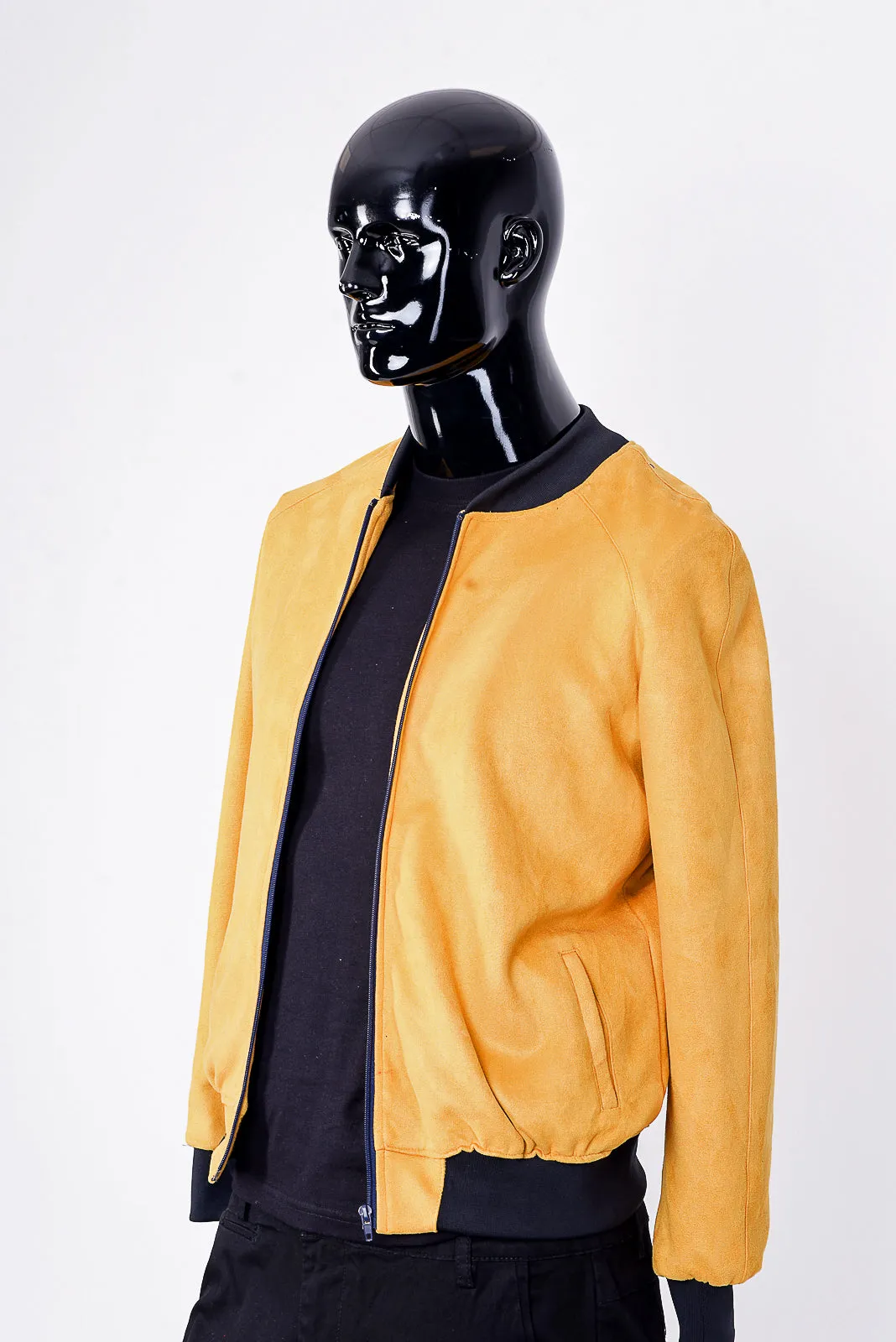 contrast bomber jacket in mustard