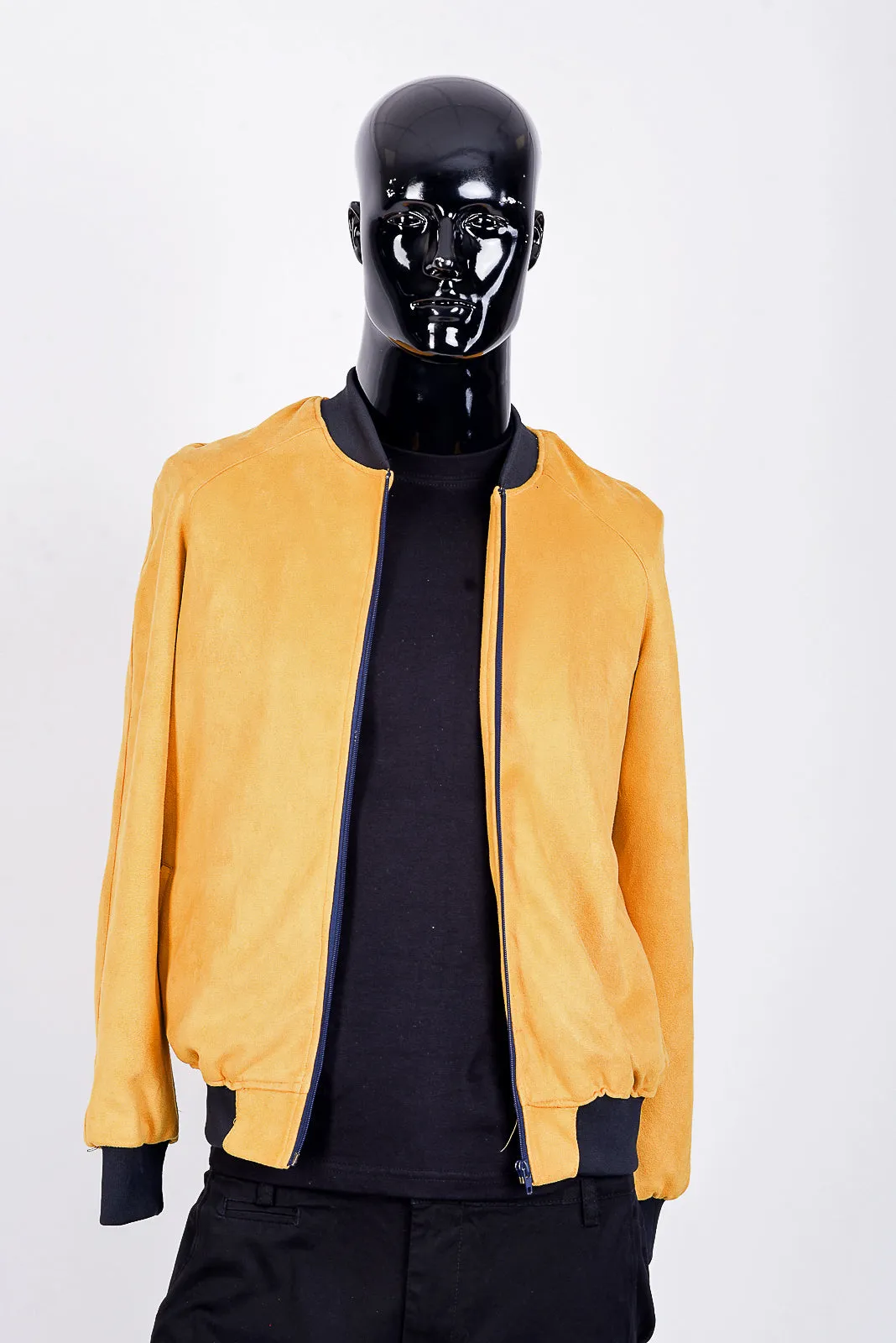 contrast bomber jacket in mustard