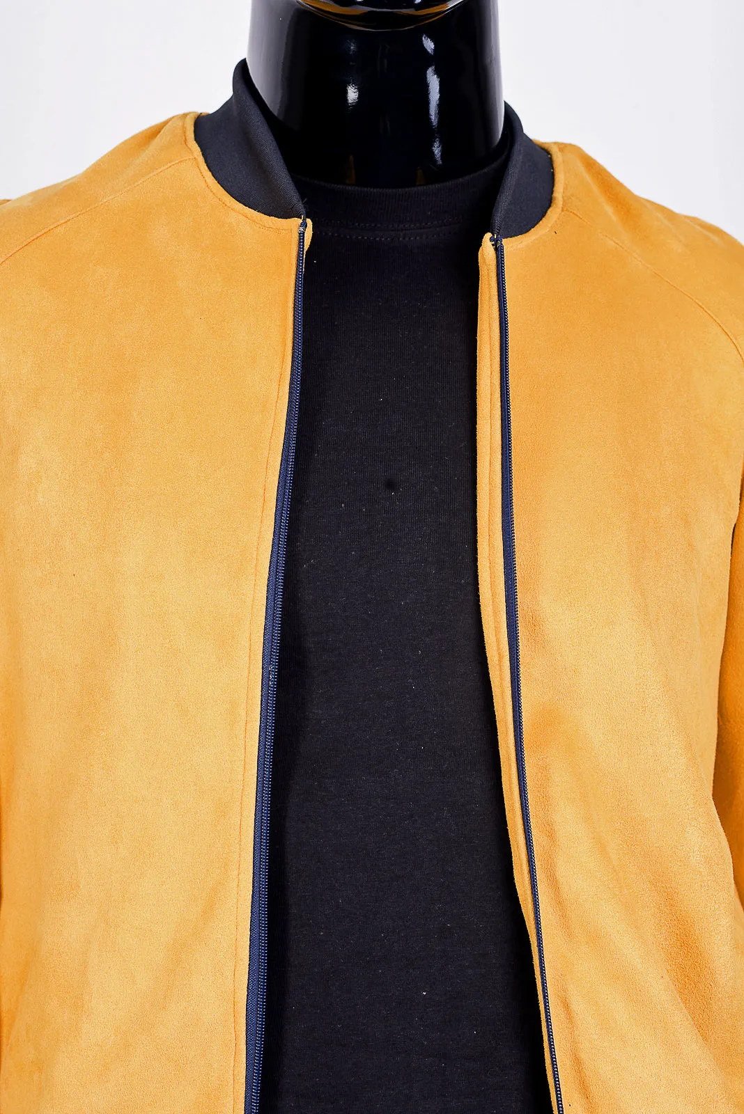 contrast bomber jacket in mustard