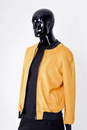 contrast bomber jacket in mustard