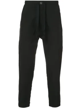 Cotton Linen Black Ridges Boiled Cotton Ramie Trousers