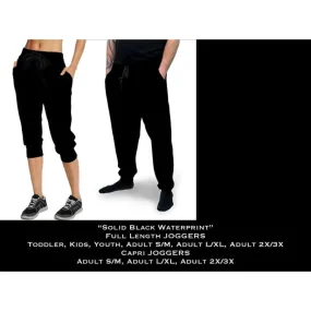 Custom Design Kids Joggers - Solid Black Waterprint